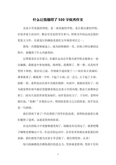 什么让我懂得了500字优秀作文