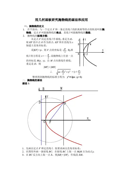 用几何画板研究抛物线的画法和应用
