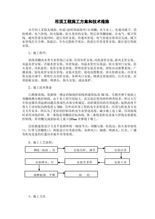 吊顶工程施工方案和技术措施