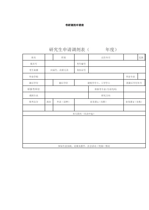 (完整版)考研调剂申请表