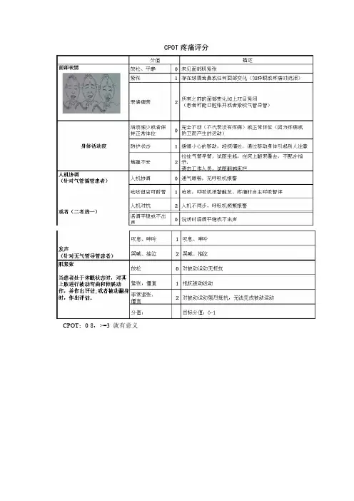 ICU常用镇静镇痛评分及谵妄评估量表 2