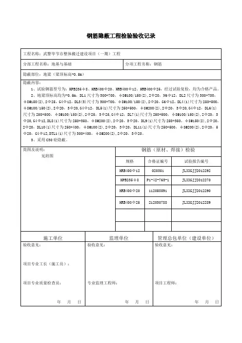 综合楼地梁钢筋隐蔽工程检验验收记录1