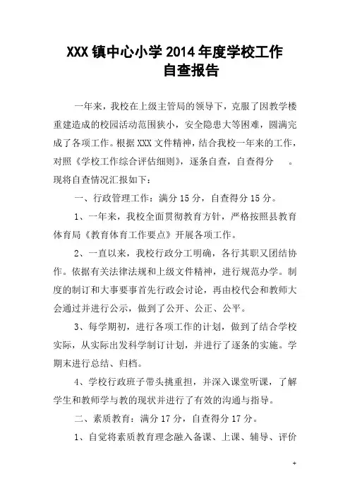 学校年终评估自查报告