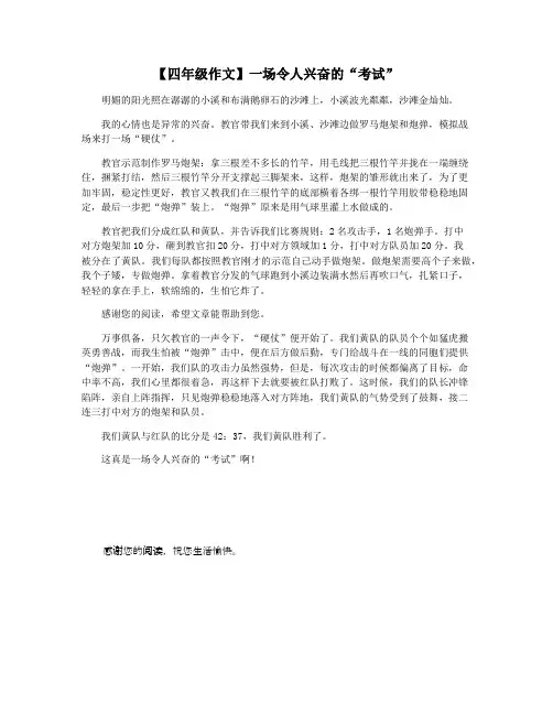 【四年级作文】一场令人兴奋的“考试”