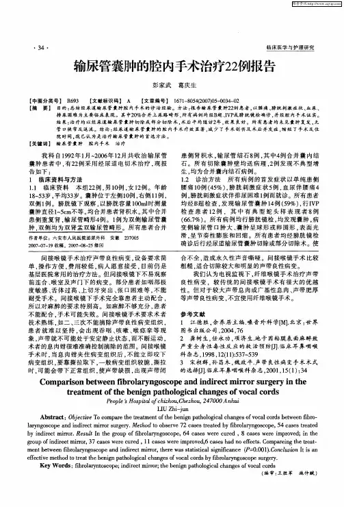 输尿管囊肿的腔内手术治疗22例报告