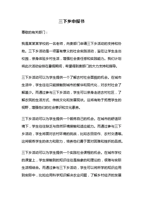三下乡申报书