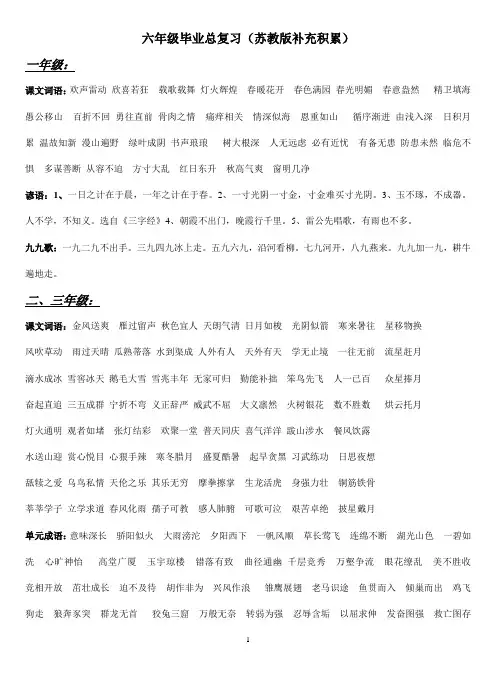 六年级毕业总复习(积累)