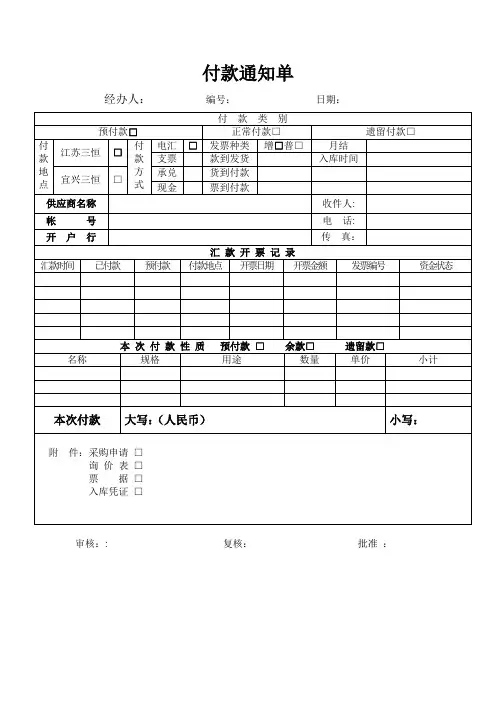 付款申请单