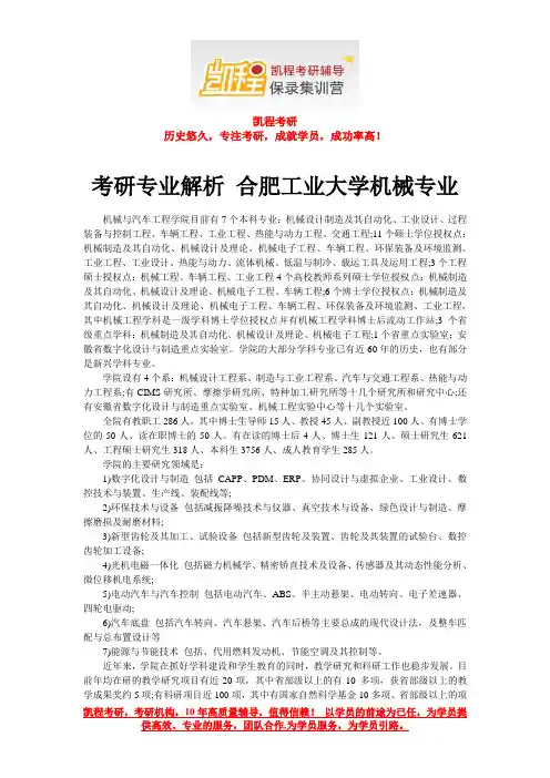 考研专业解析 合肥工业大学机械专业