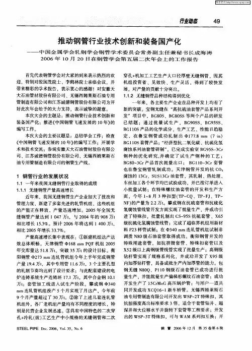 推动钢管行业技术创新和装备国产化——中国金属学会轧钢学会钢管学术委员会常务副主任兼秘书长成海涛20
