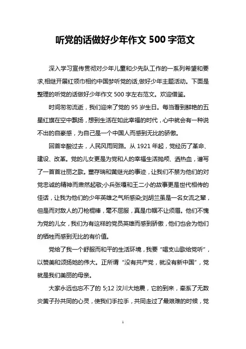 听党的话做好少年作文500字范文