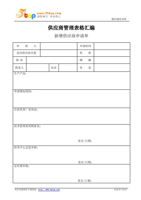供应商管理表格汇编