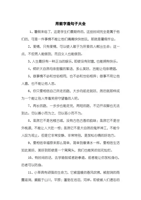 用能字造句子大全