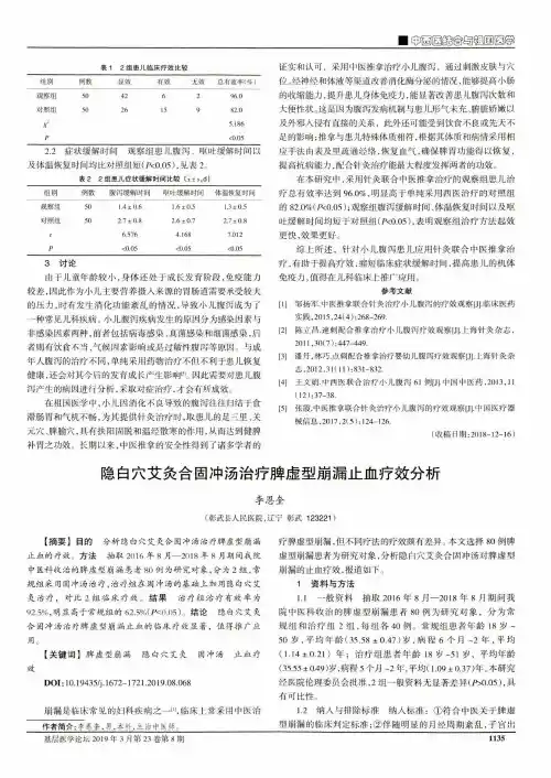 隐白穴艾灸合固冲汤治疗脾虚型崩漏止血疗效分析