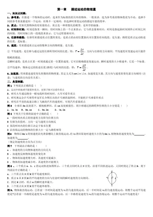 高中物理会考总复习——必修1总复习