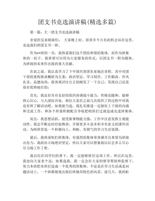 团支书竞选演讲稿(精选多篇)
