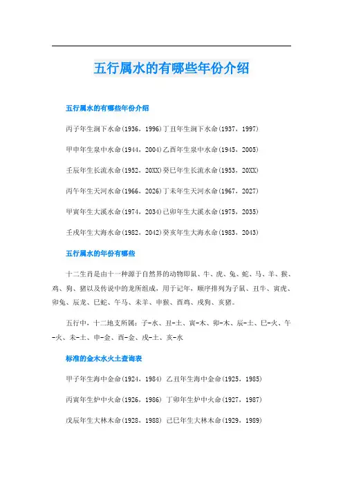 五行属水的有哪些年份介绍