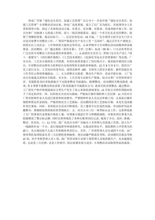 专项整治活动工作总结