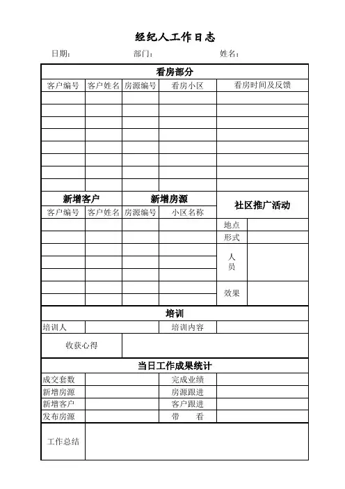 经纪人工作日志