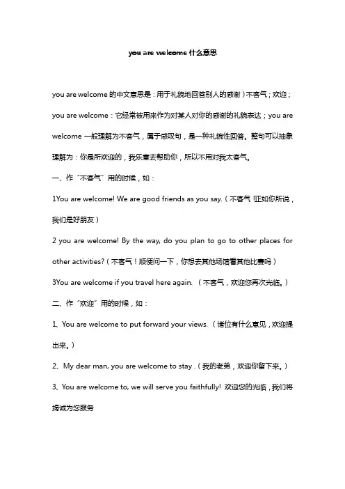 you are welcome什么意思