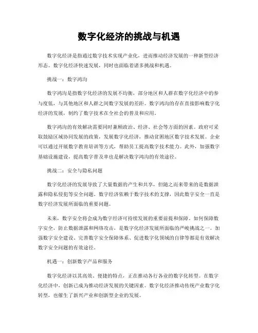 数字化经济的挑战与机遇