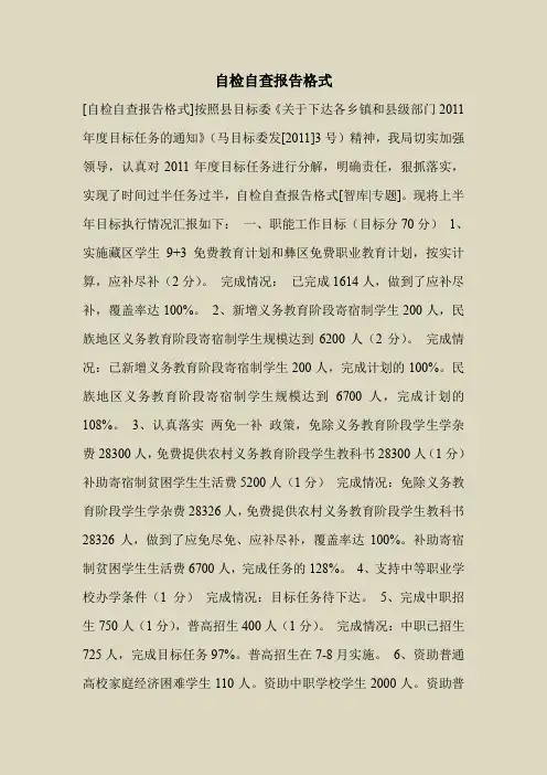 2018最新自查报告范本模板-自检自查报告格式