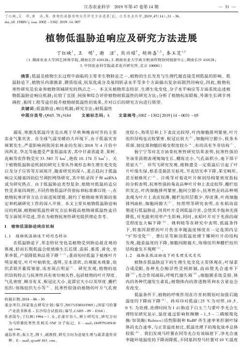 植物低温胁迫响应及研究方法进展
