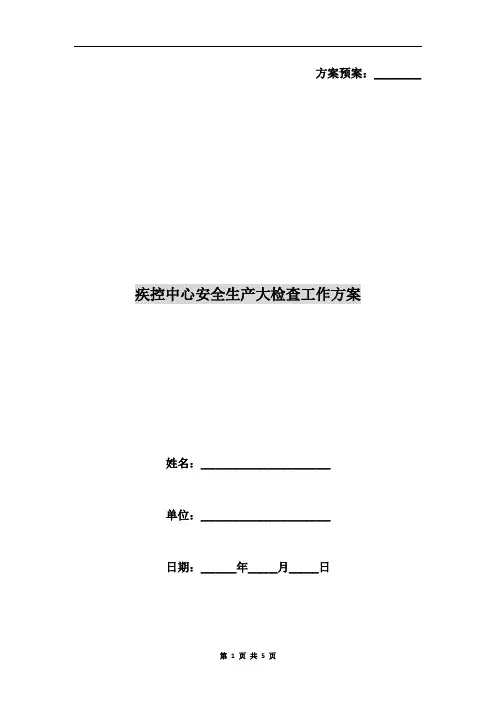 疾控中心安全生产大检查工作方案 3