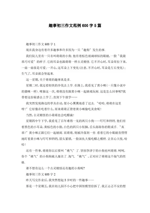 趣事初三作文范例600字5篇
