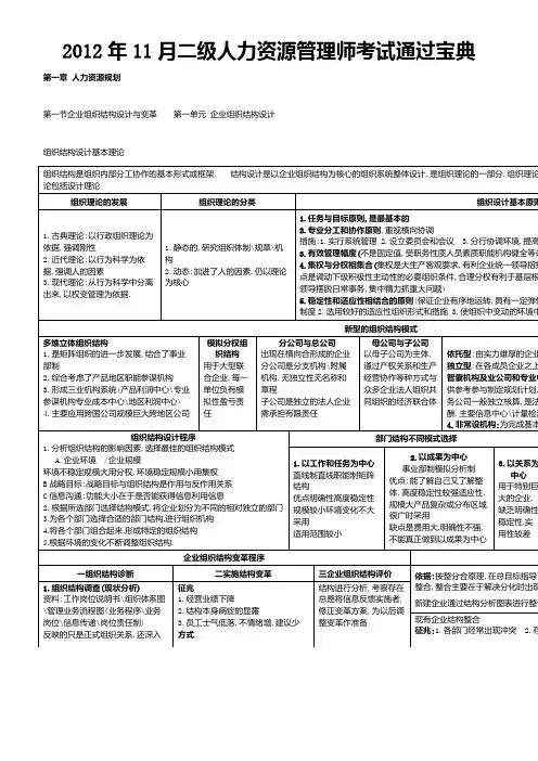 2012年11月二级人力资源管理师考试通过宝典