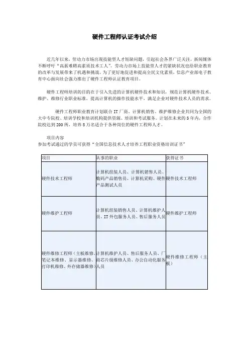 最新硬件工程师认证考试介绍