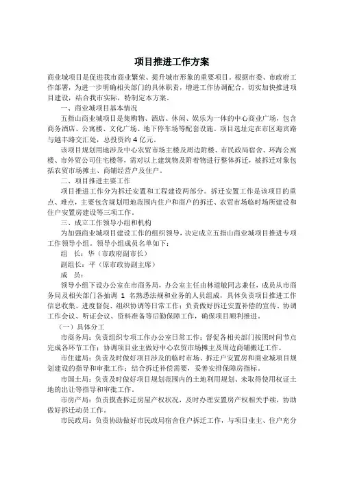 项目推进工作方案