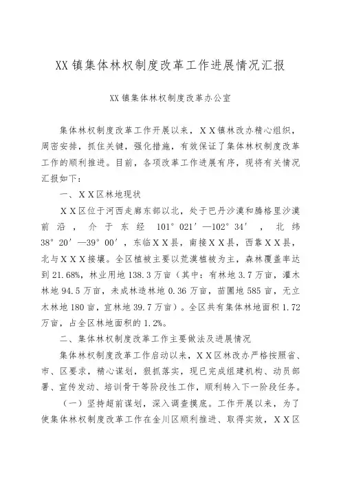 集体林权制度改革工作进展情况汇报