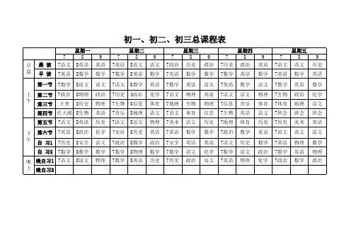 初中课程表