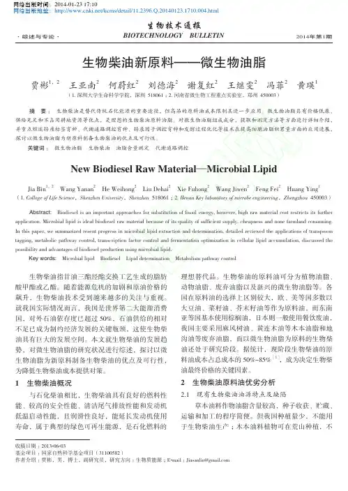 生物柴油新原料_微生物油脂_贾彬
