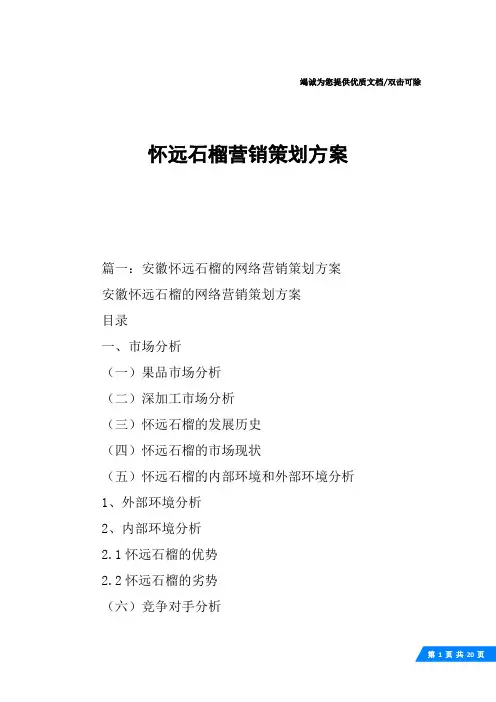 怀远石榴营销策划方案