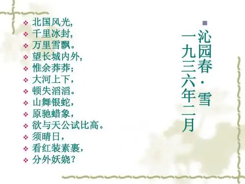 高一语文必修一《沁园春长沙》上课课件