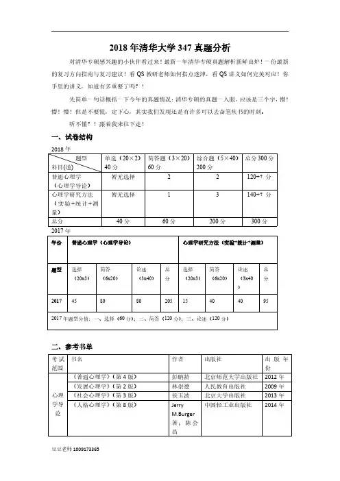 2018年清华大学 347 真题分析