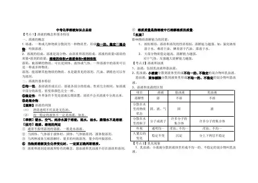 中考化学总复习之初三化学溶液知识点总结