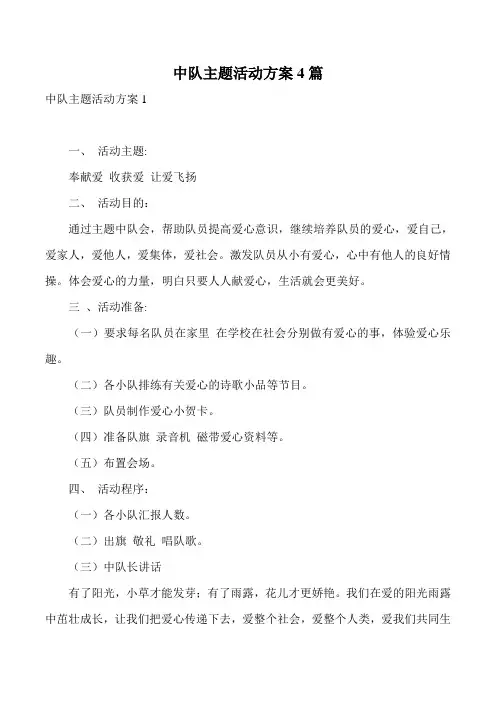 中队主题活动方案4篇