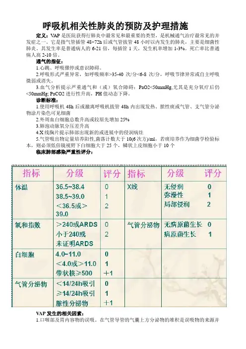 呼吸机相关性肺炎的预防及护理措施