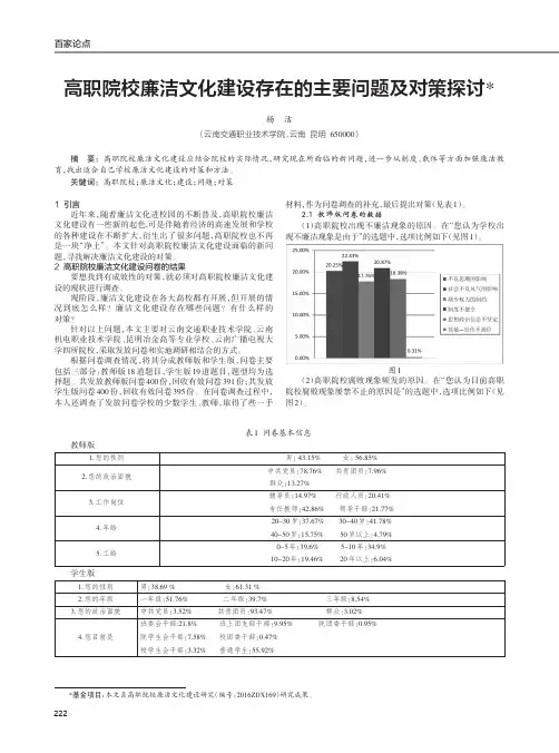 高职院校廉洁文化建设存在的主要问题及对策探讨