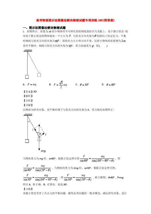 高考物理图示法图像法解决物理试题专项训练100(附答案)