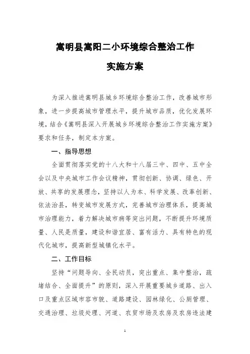 环境综合整治工作实施方案