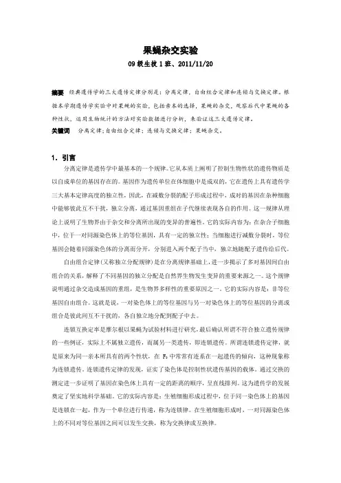果蝇的杂交实验