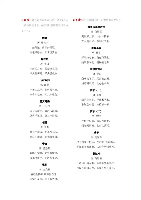 适合各年龄段儿童早教的唐诗宋词精选