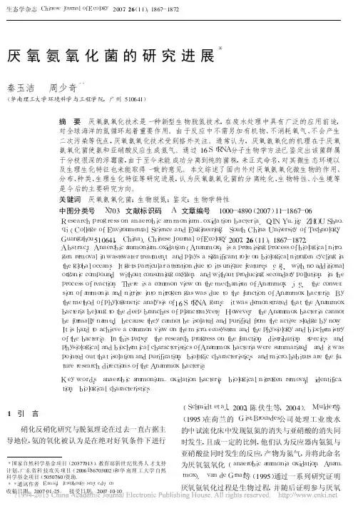 厌氧氨氧化菌的研究进展_秦玉洁