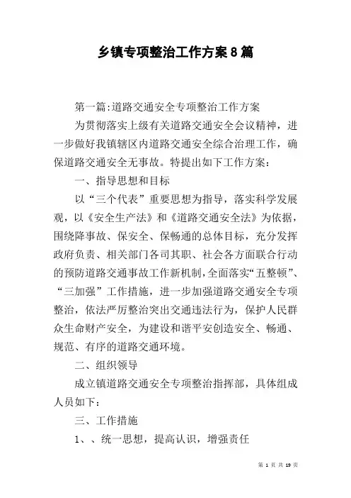 乡镇专项整治工作方案8篇