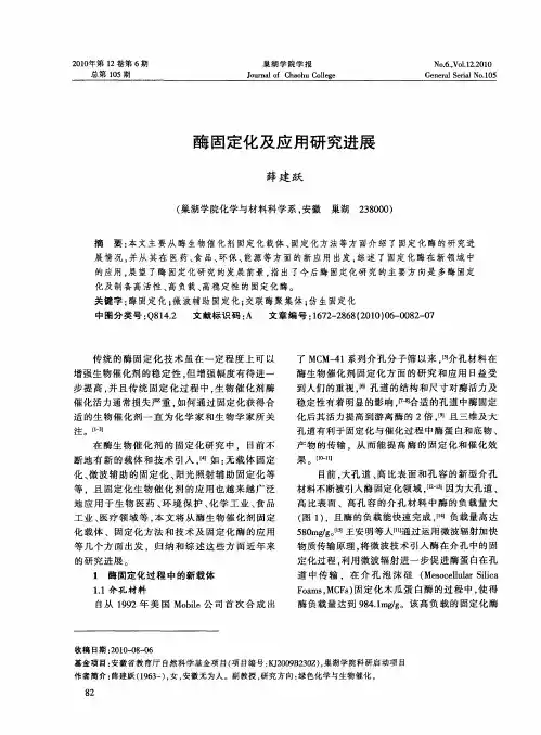 酶固定化及应用研究进展