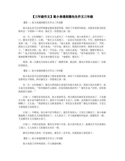 【三年级作文】鼠小弟遇到猫先生作文三年级